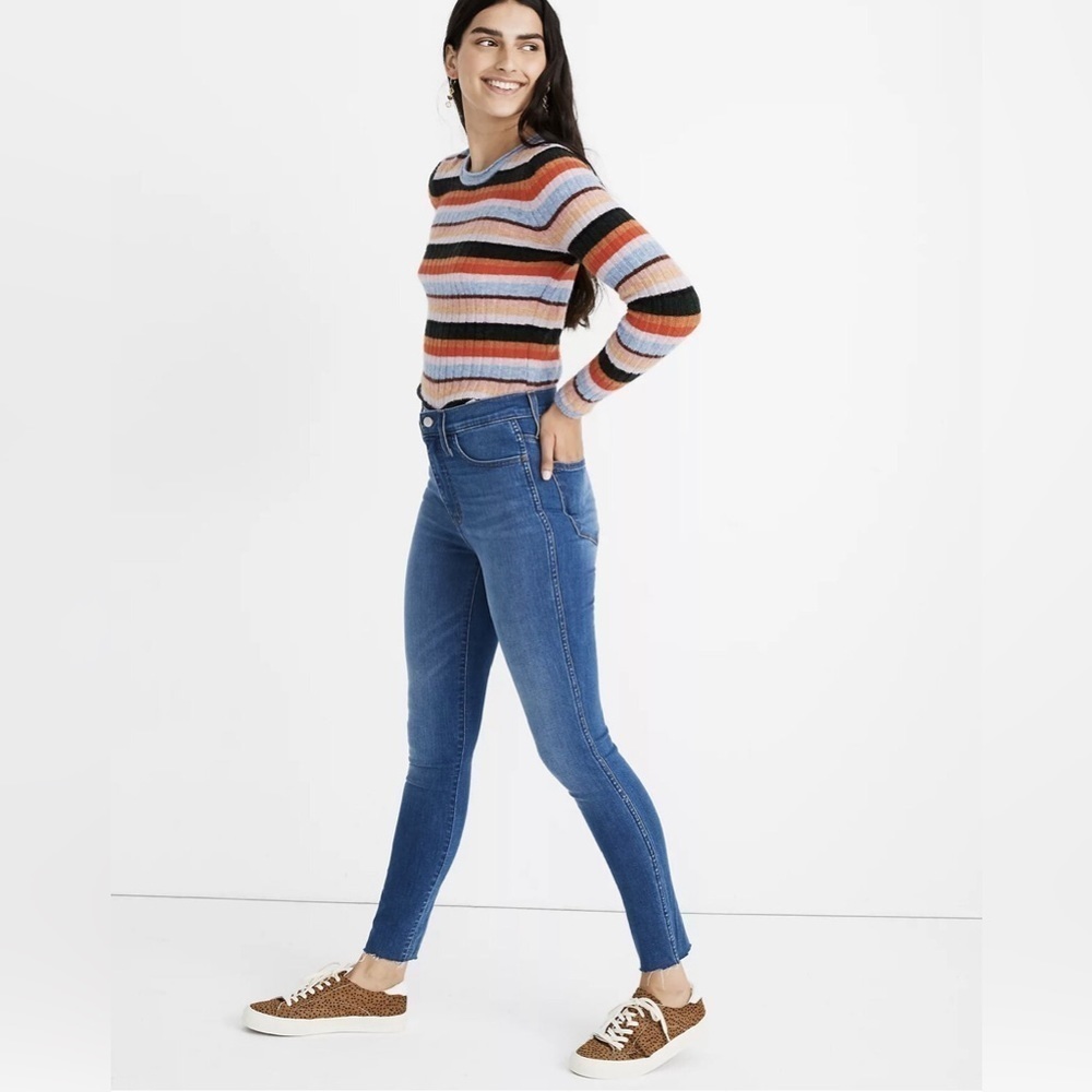 Madewell 10" High Rise Skinny Roadtripper Jeans With Raw Hem Size 29T